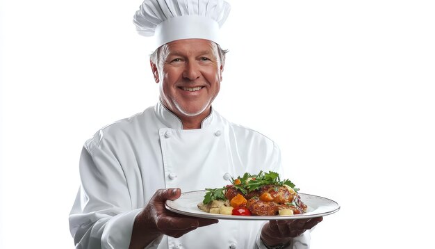 Kucharz z talerzem potraw